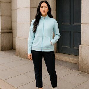 Juicy‎ Couture Micro Terry Full Zip Jacket Color Blue Glow Sz Large MSRP $108